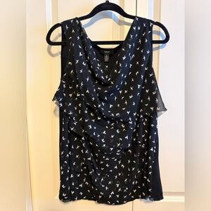 Alfani Black and White Bird Pattern Top